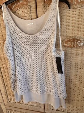 Apt. 9 White Mesh Layered Tank Top